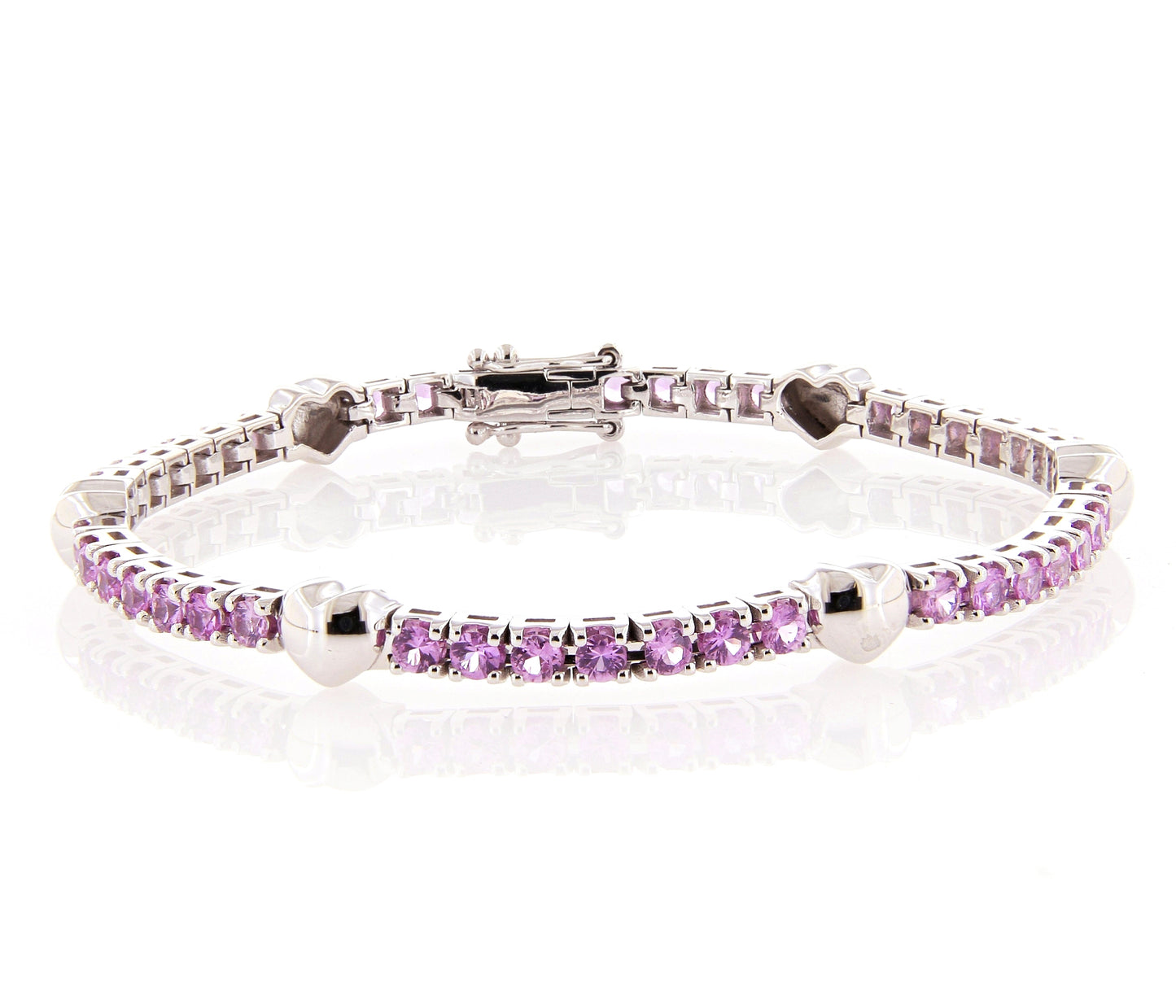 Battiti Multi Color Heart w/Pink Sapphires Tennis Bracelet