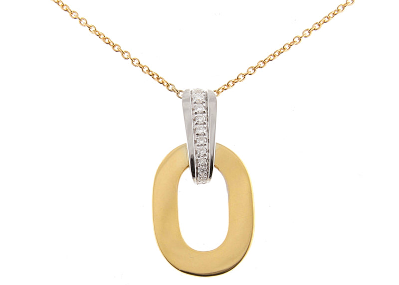 Motivi White & Rose Gold Oval Pendant w/ White Diamond