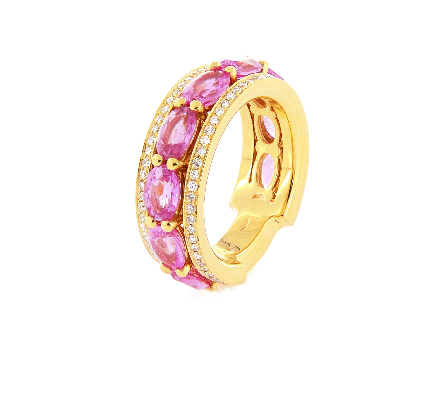 Insieme Rose Gold Ring w/ White Diamond & Pink Sapphire