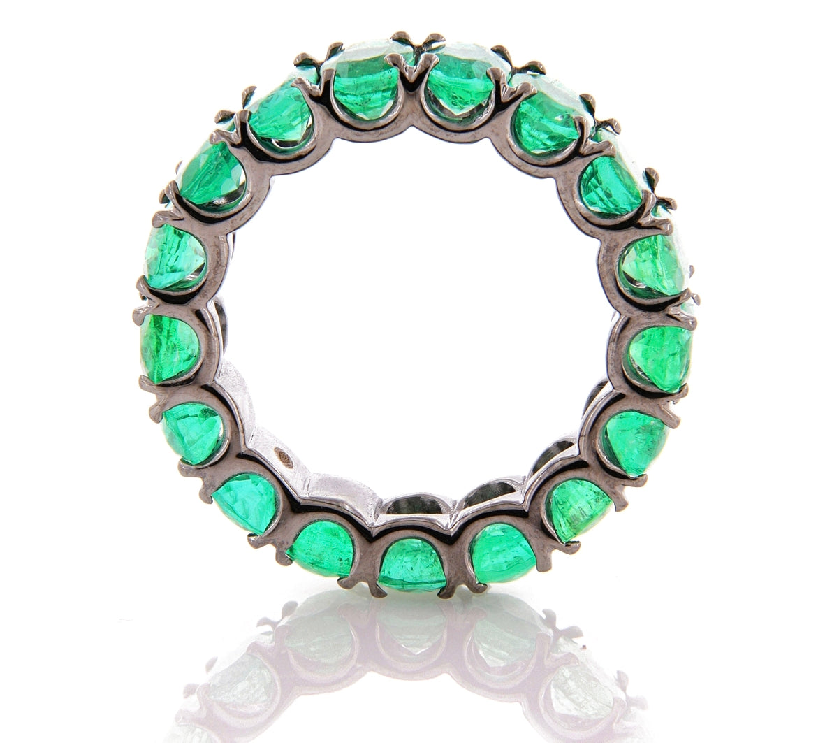 Dipinto Grey Rodium White Gold Ring w/ Emerald