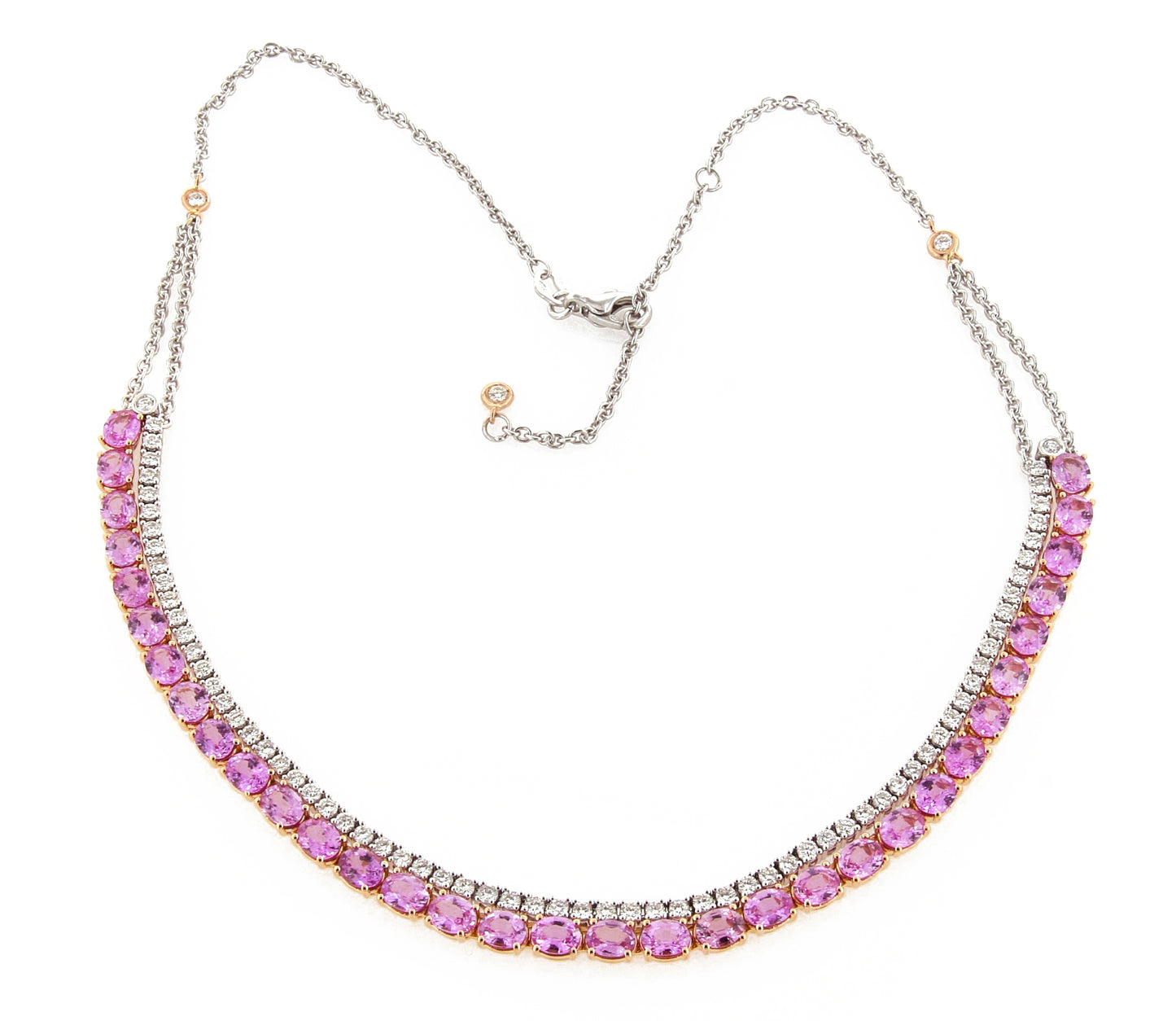 Insieme White & Rose Gold Double Bracelet w/ White Diamond & Pink Sapphire