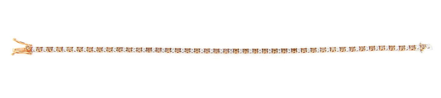 Perfezione Rose Gold Tennis Bracelet w/ White & Brown Diamond