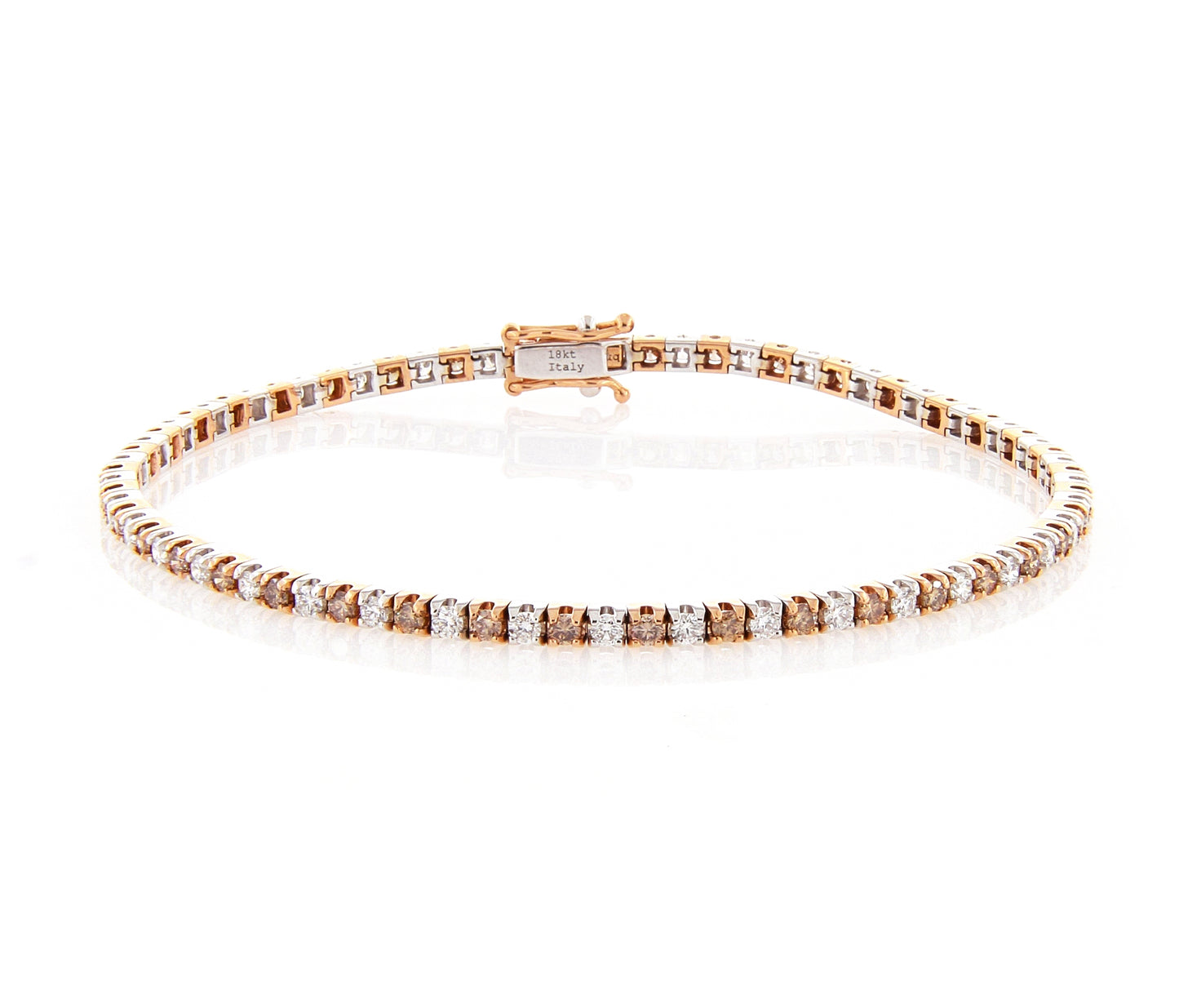Perfezione Rose Gold Tennis Bracelet w/ White & Brown Diamond