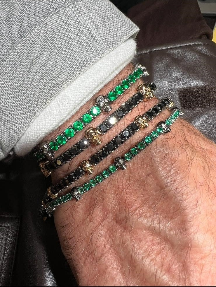 Teschio White Gold Black Diamond Skull Bracelet