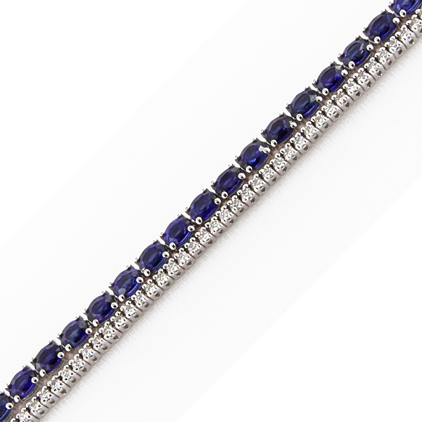 Insieme White Gold Double Bracelet w/ White Diamond & Blue Sapphire