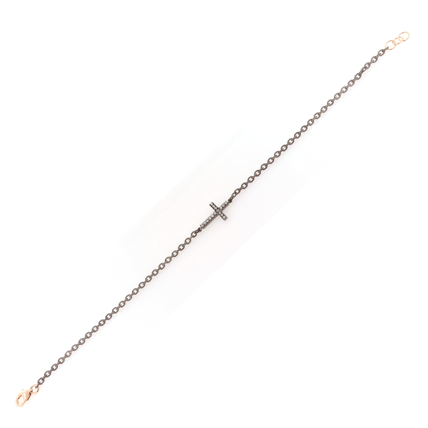 Rosario Titanium White Diamond Cross Bracelet