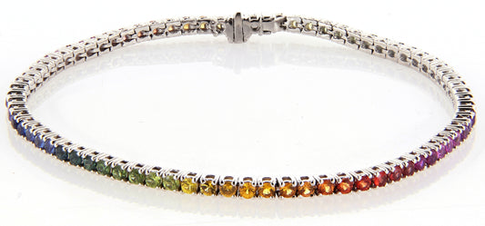 Perfezione White Gold Rainbow Sapphire Tennis Bracelet