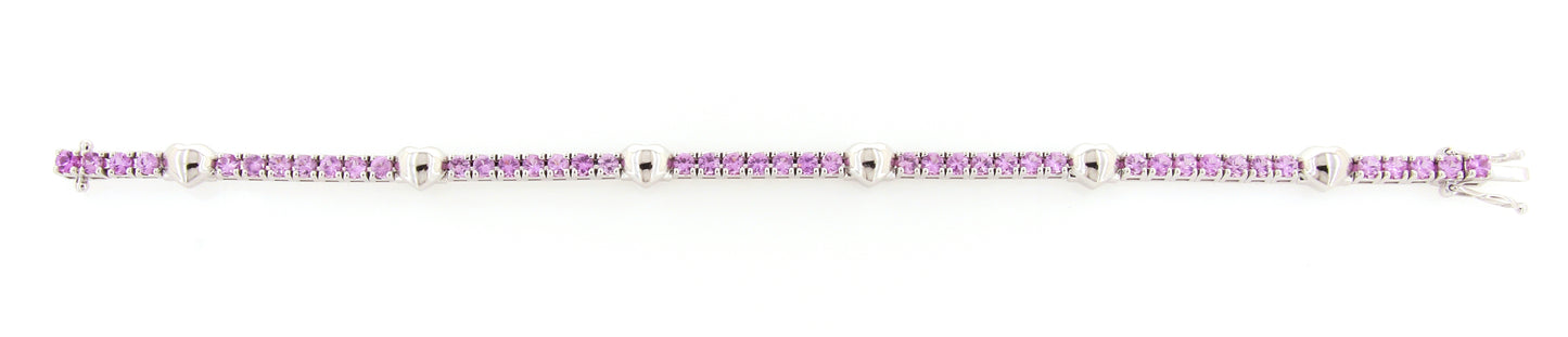 Battiti Multi Color Heart w/Pink Sapphires Tennis Bracelet