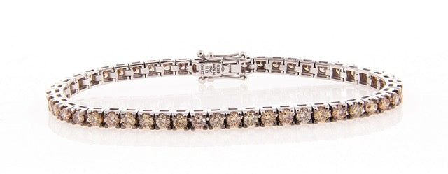 Perfezione White Gold Tennis Bracelet w/ Light Brown Diamond