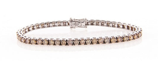 Perfezione White Gold Tennis Bracelet w/ Light Brown Diamond