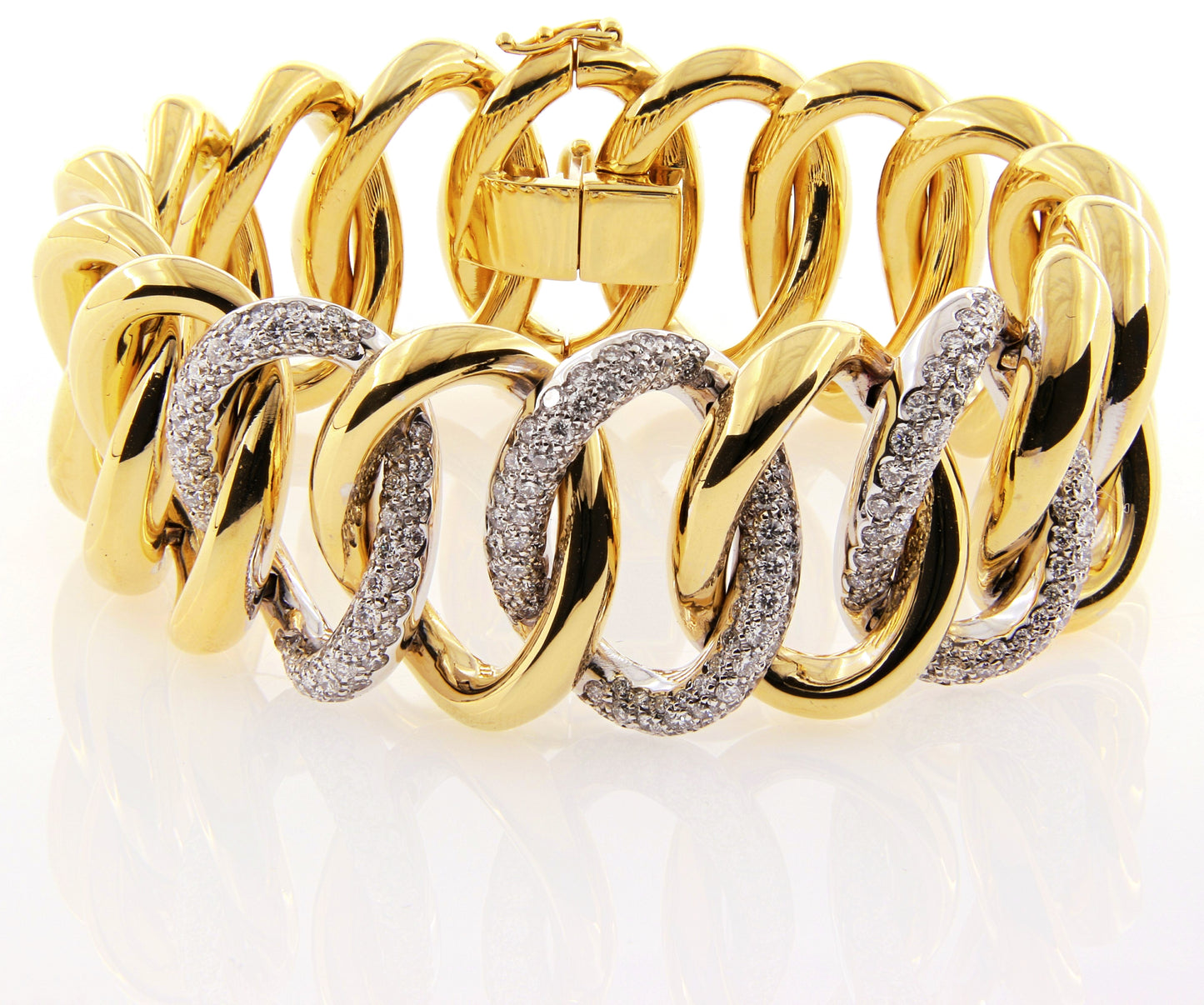 Motivi Large Yellow Gold Bracelet w/ White Diamond