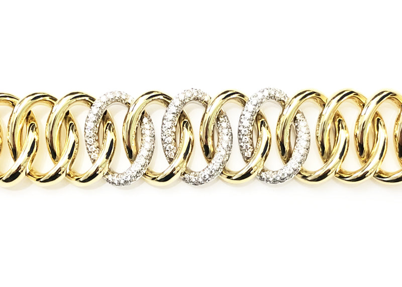 Motivi Large Yellow Gold Bracelet w/ White Diamond