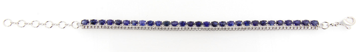 Insieme White Gold Double Bracelet w/ White Diamond & Blue Sapphire