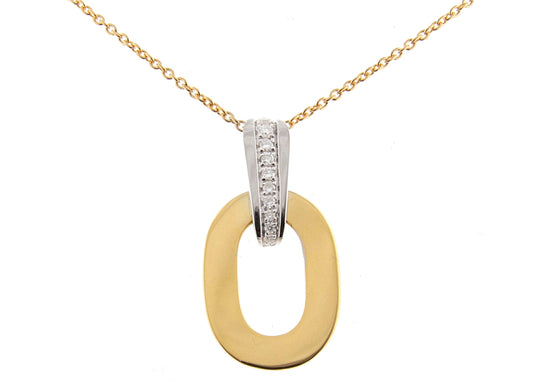 Motivi White & Rose Gold Oval Pendant w/ White Diamond