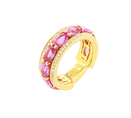 Insieme Rose Gold Ring w/ White Diamond & Pink Sapphire