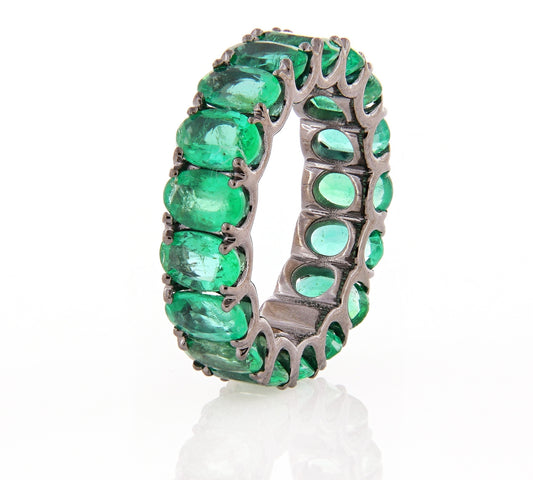 Dipinto Grey Rodium White Gold Ring w/ Emerald