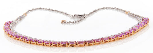 Insieme White & Rose Gold Double Bracelet w/ White Diamond & Pink Sapphire