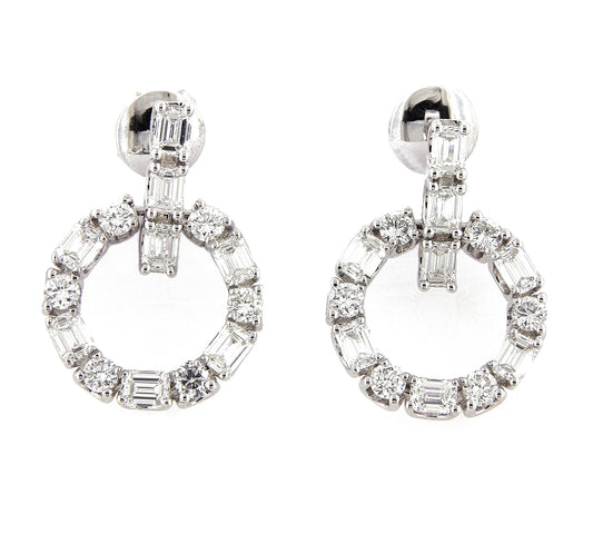 Perfezione White Gold Alternated Earrings w/ White Diamond