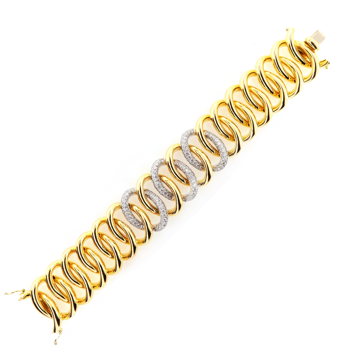 Motivi Large Yellow Gold Bracelet w/ White Diamond