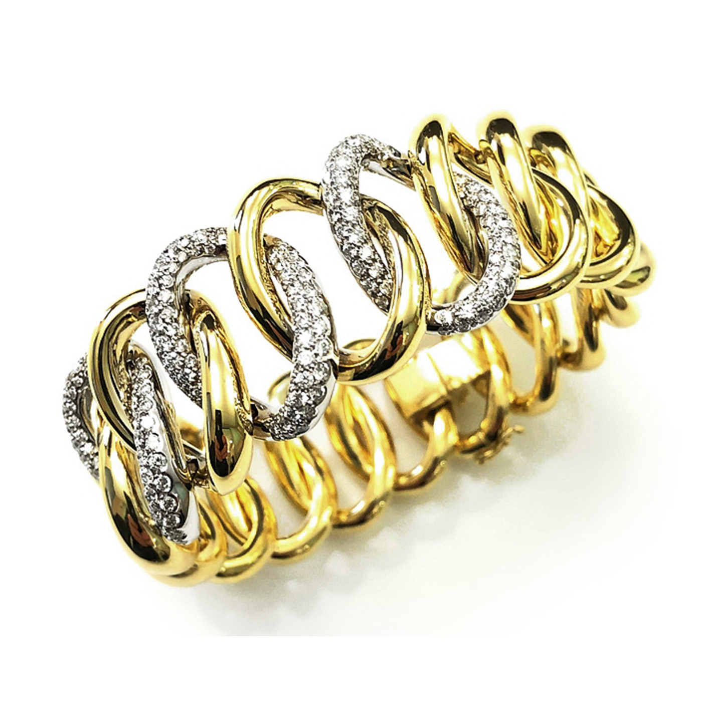 Motivi Large Yellow Gold Bracelet w/ White Diamond