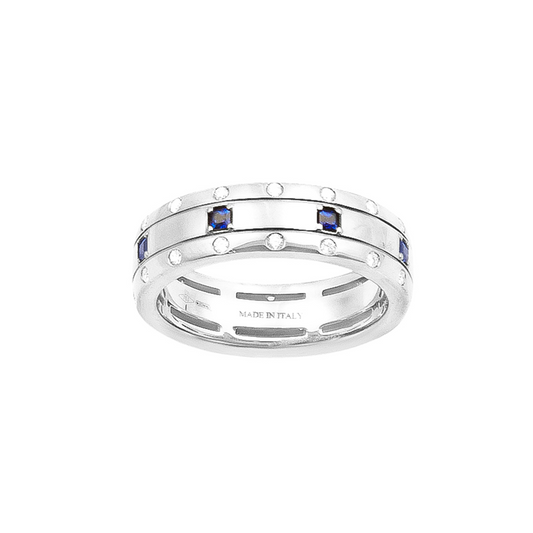 Desiderio White Gold Ring w/ Diamonds & Sapphires