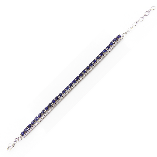 Insieme White Gold Double Bracelet w/ White Diamond & Blue Sapphire