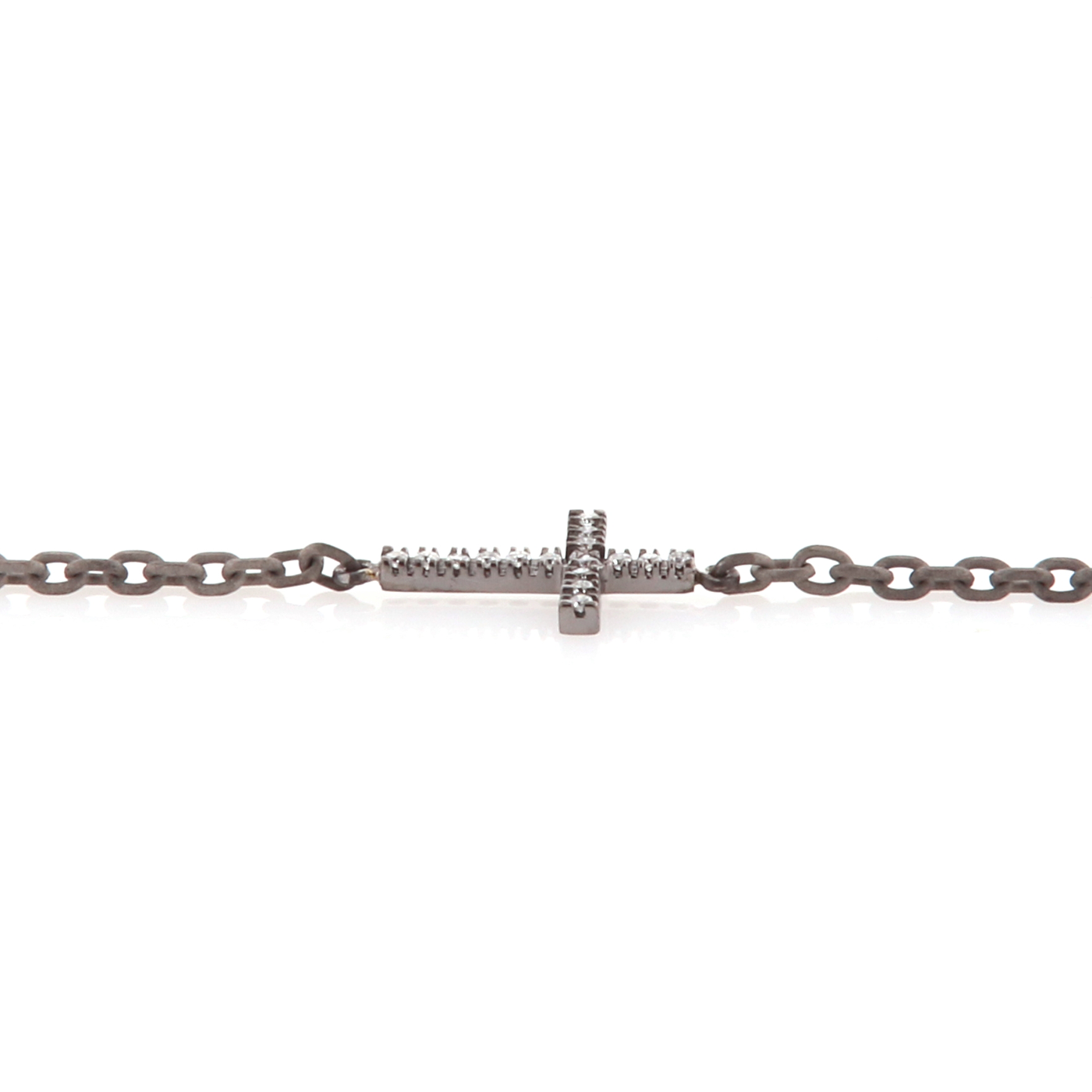 Rosario Titanium White Diamond Cross Bracelet