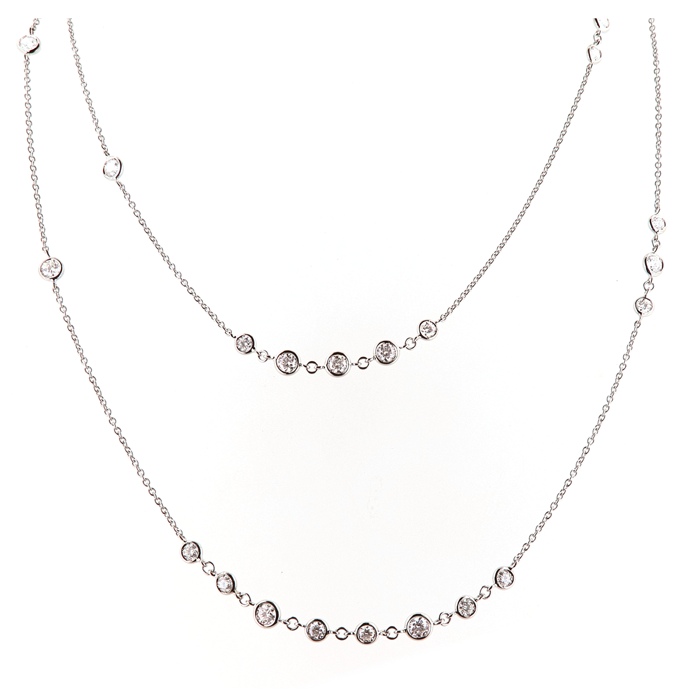 Pioggia White Gold White Diamond 35'' Long Necklace