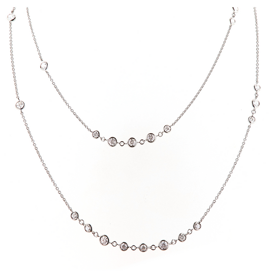 Pioggia White Gold White Diamond 35'' Long Necklace