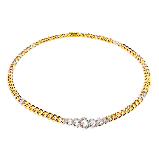 Motivi Yellow & White Gold Necklace w/ White Diamond