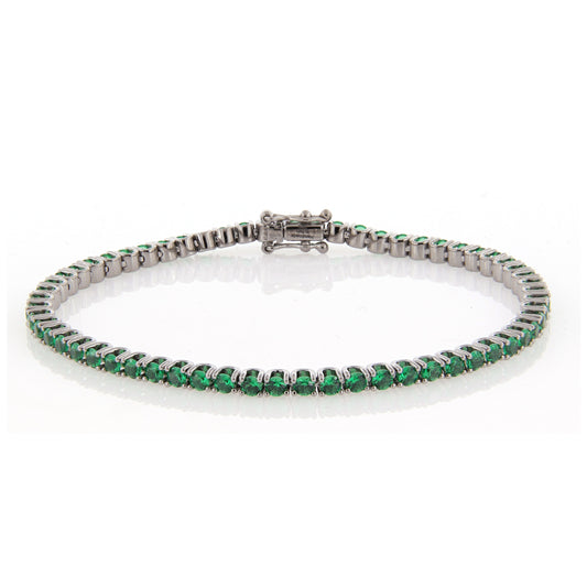 Perfezione White Gold Tennis Bracelet w/ Emerald