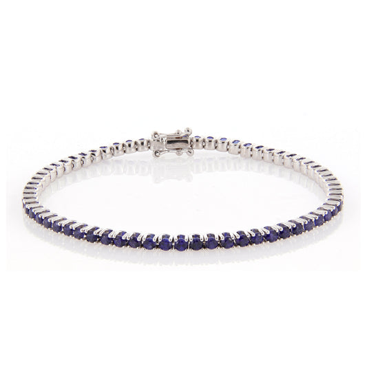 Perfezione White Gold Tennis Bracelet w/ Blue Sapphire