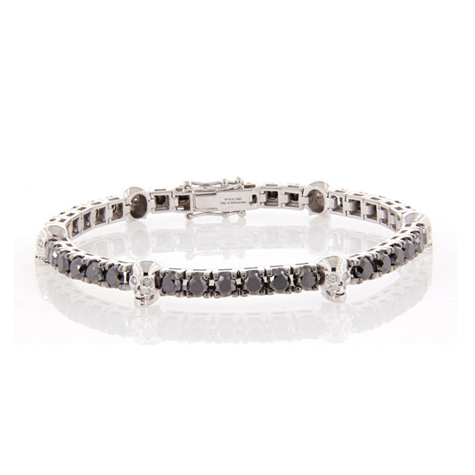 Teschio White Gold Black Diamond Skull Bracelet