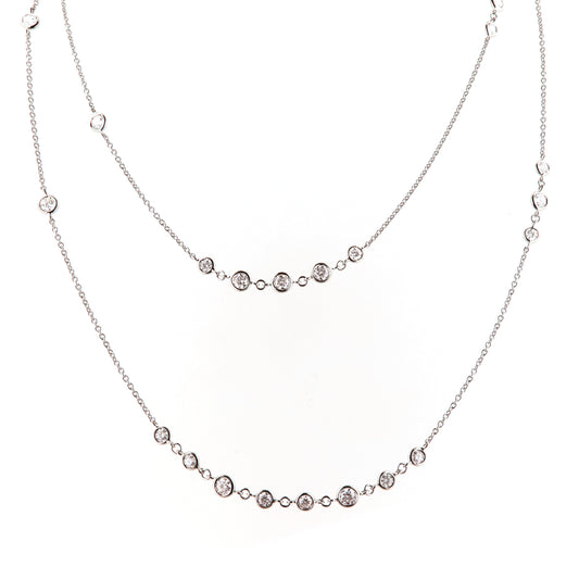 Pioggia White Gold White Diamond 30" Long Necklace